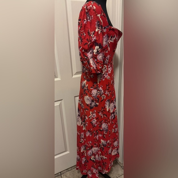 Maeve by Anthropologie Red Cowl Neck Sundress with Puff Sleeves - Picture 7 of 12